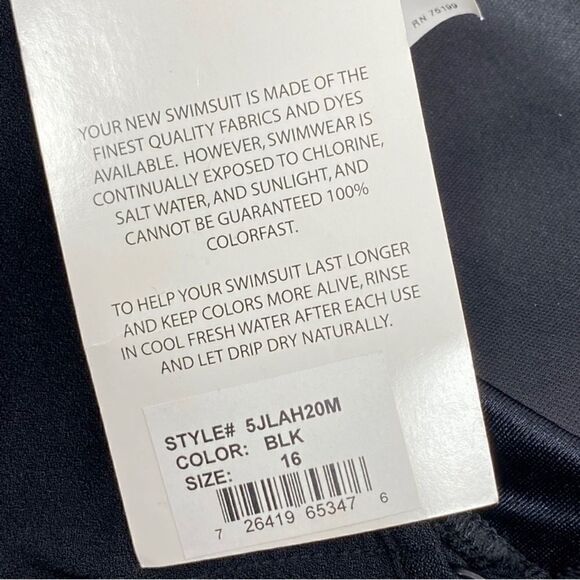 Maxine of Hollywood Azul Swimsuit Studded One Piece Black Silver 16 - Picture 11 of 12